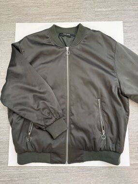 Zara Basic Olive Green Bomber Jacket